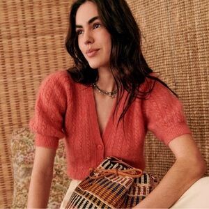 Sézane Gilet Perrine Rose Bonbon